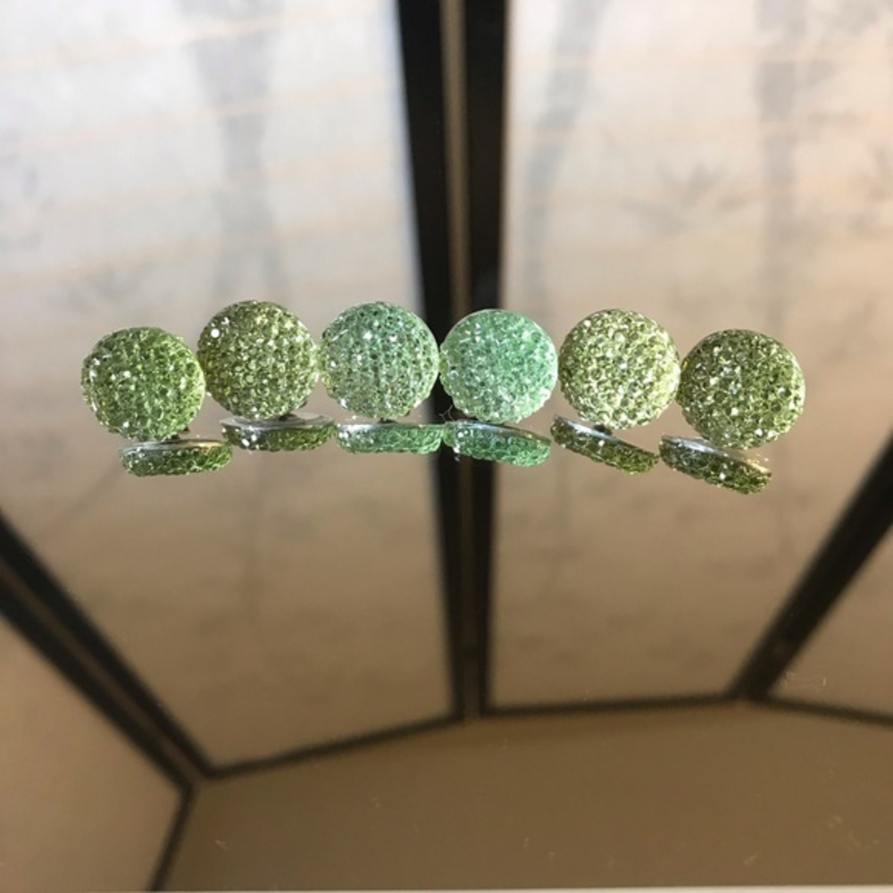 Green Round‎ Faux Crystal Flat Back Post Earrings